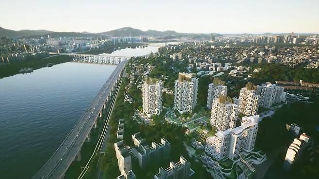 희림종합건축사사무소가 제작한 한남하이츠아파트 재건축 설계 조감도. /희림건축 유튜브