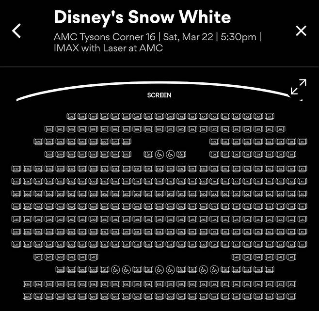 22일(현지 시각) 미국 워싱턴DC와 접하는 버지니아주의 한 영화관 IMAX관이 텅 비어 있는 모습. 사진=엑스 캡처