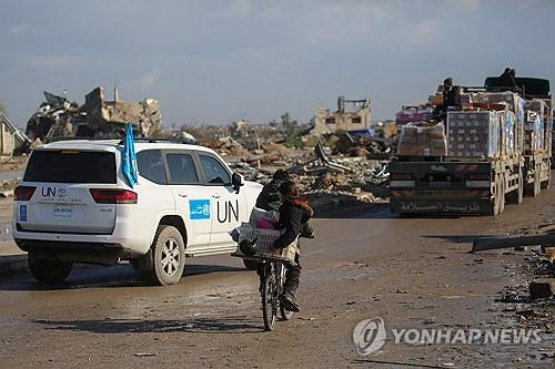 가자지구 내 유엔 차량 (2025년 2월) [AFP 연합뉴스 자료사진. 재판매 및 DB 금지]