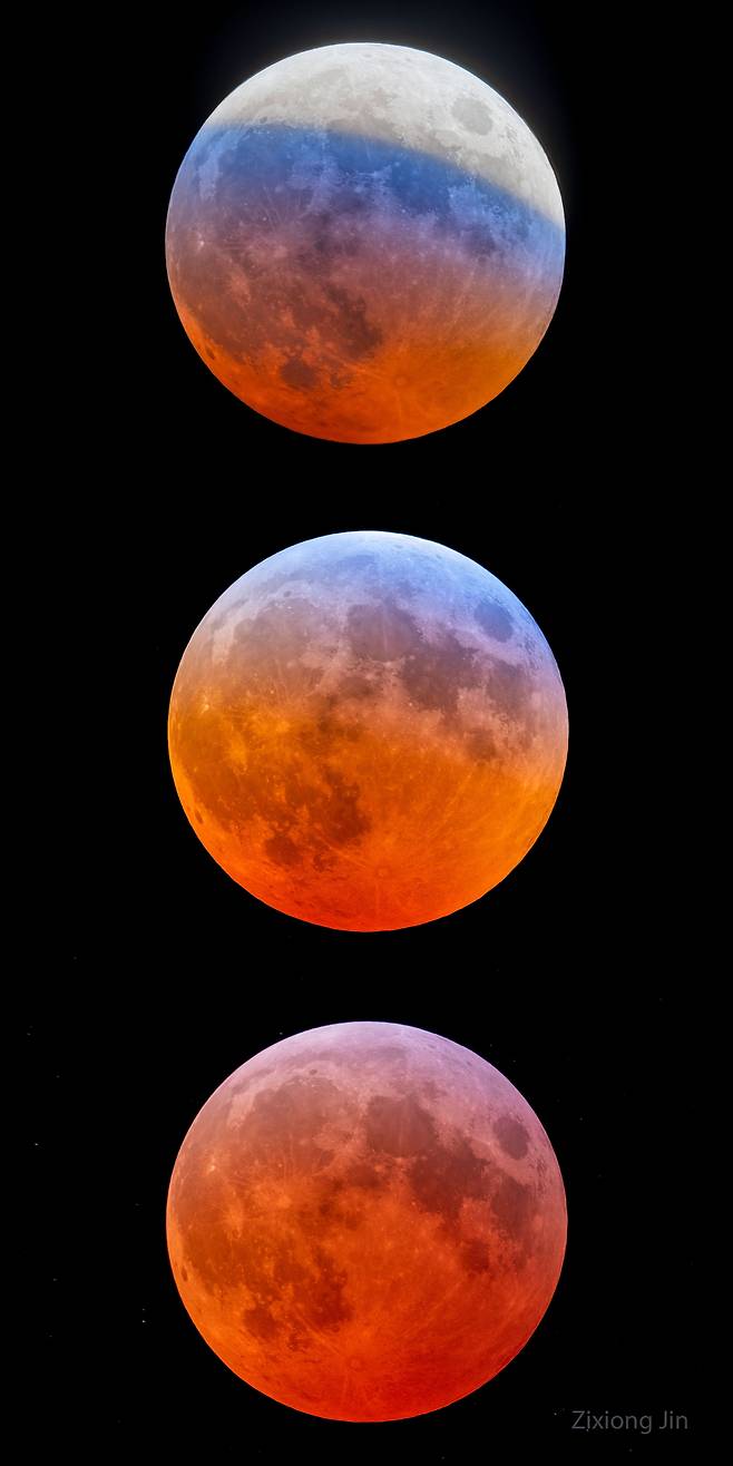 A Blue Banded Blood Moon. /NASA·Zixiong Jin
