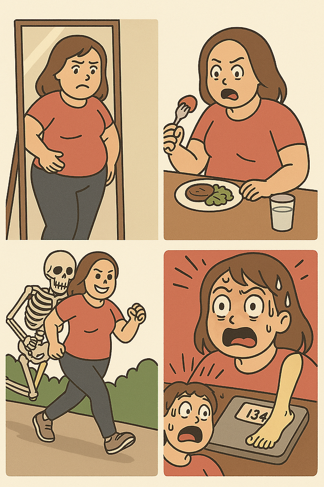 GPT가 그려준 다이어트 자극 4컷만화