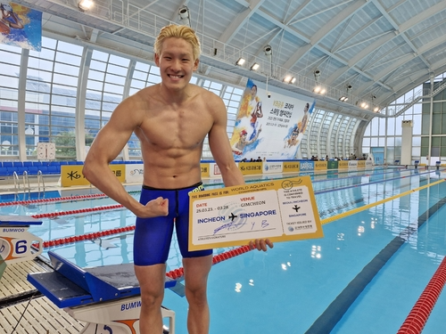 국가대표 선발전 남자 자유형 100ｍ에서 우승한 김영범.