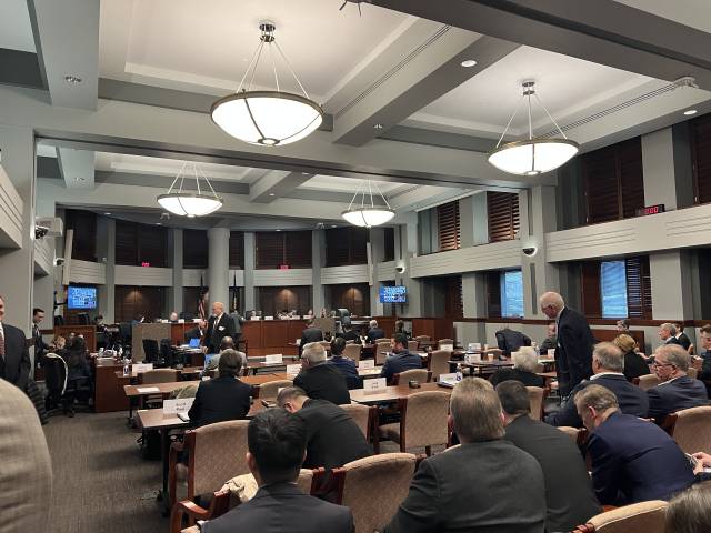 24일(현지 시간) 미국 워싱턴 국제무역위원회 건물에서 미 무역대표부(USTR)가 주최한 공청회가 열리고 있다.