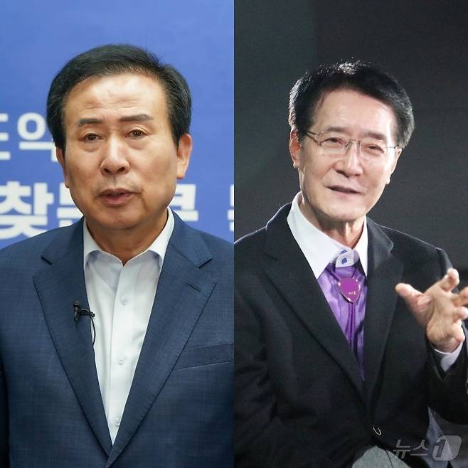 박홍률 목포시장과 박우량 신안군수. 2025.3.27/뉴스1 ⓒ News1 이승현 기자