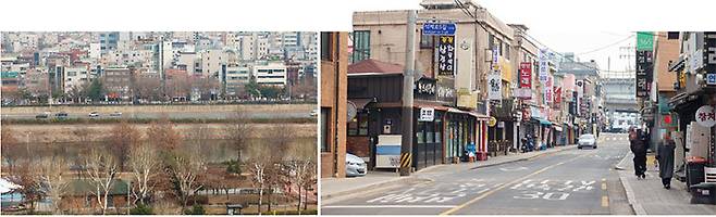월계 시영 아파트 옆을 흐르는 중랑천. 동부간선도로 지하화 사업과 함께 중랑천도 정비될 예정이다(왼쪽). 아직은 서울 변두리의 모습을 간직한 광운대역 일대.