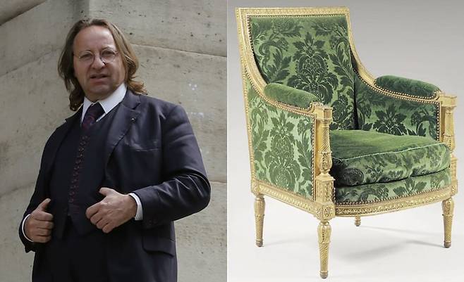 18세기 가구 전문가 빌 팔로, 그가 만든 앙투아네트 왕비의 방에 있었다는 모조품 의자. /르 파리지앵·르 피가로 엑스(X·옛 트위터)