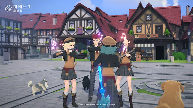 27일 출시된 ‘마비노기 모바일’에서 캐릭터들이 악기를 연주하는 모습 [사진 = 넥슨]
