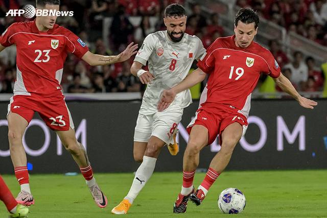 인도네시아-바레인(흰색 유니폼) 경기. /AFPBBNews=뉴스1