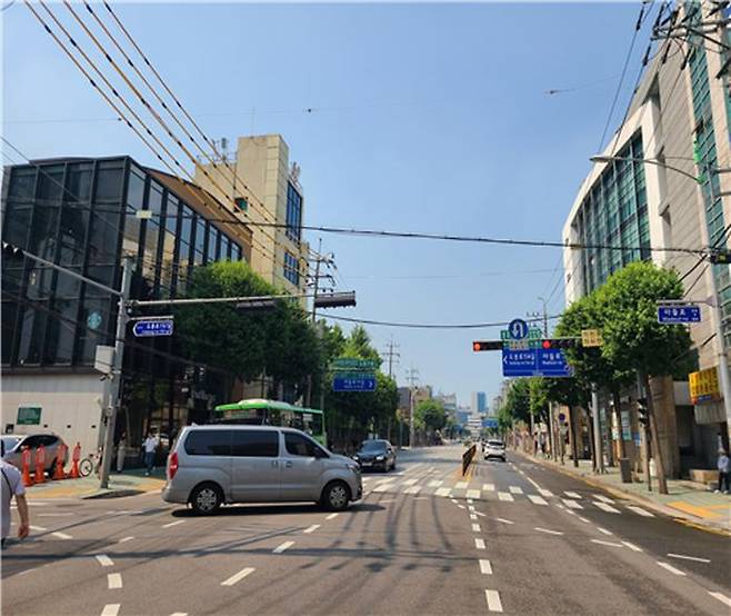 도봉중학교 통학로 구간(마들로) 현장 사진. 도봉구 제공