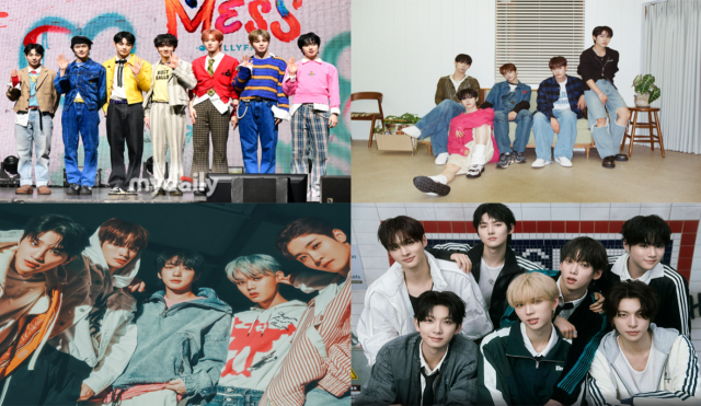 왼쪽 위부터 시계방향으로 이븐, 티아이오티, 앰퍼샌드원, 원팩트./마이데일리, 레드스타트이엔엠, FNC,아르마디엔티 제공