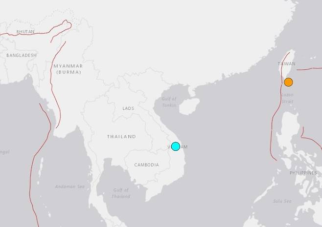 베트남 중부 고원지대 꼰뚬성의 위치. USGS 홈페이지 캡처