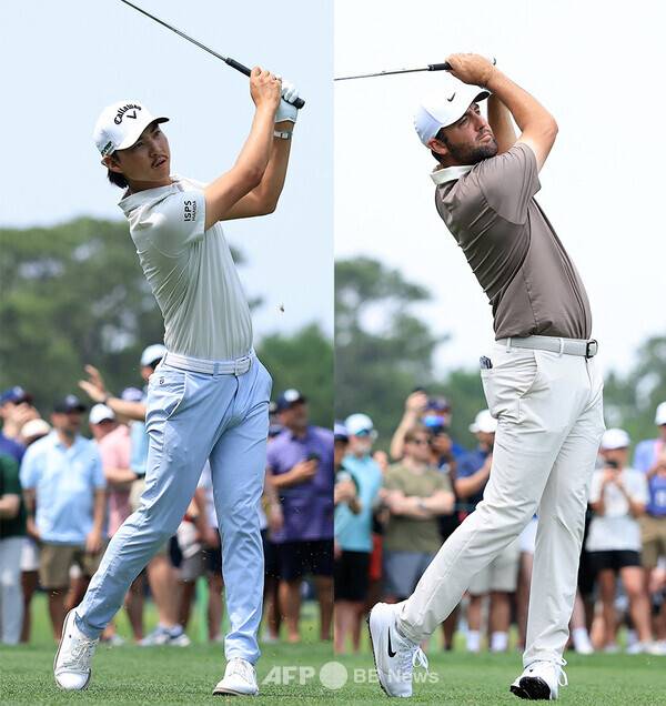 2025년 미국프로골프(PGA) 투어 텍사스 칠드런스 휴스턴 오픈 우승을 차지한 호주 교포 선수 이민우 프로, 치열하게 우승 경쟁한 세계랭킹 1위 스코티 셰플러가 최종라운드에서 경기하는 모습이다. 사진제공=ⓒAFPBBNews = News1