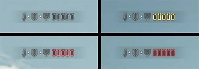 ▲ 검 모드 공격 시 외곽선 색이 변경되며 과열 상태에서는 검이 튕긴다