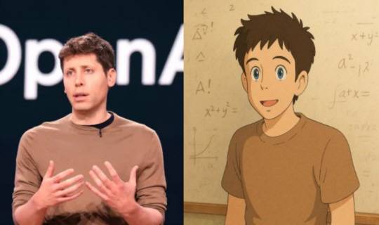 샘 올트먼(왼쪽) 미국 오픈AI CEO(최고경영자)의 실제 사진과 그가 지난 27일 X(옛 트위터)에 올린 일본 애니메이션 제작사 ‘스튜디오 지브리’ 화풍의 초상화. 엑스 캡처