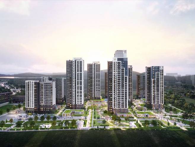 [서울=뉴시스] 한국토지주택공사(LH)가 하남교산 A2블록에 공급하는 '교산 푸르지오 더 퍼스트' 공공분양주택 석경 투시도. 2025.03.31. (자료=LH 제공) photo@newsis.com  *재판매 및 DB 금지