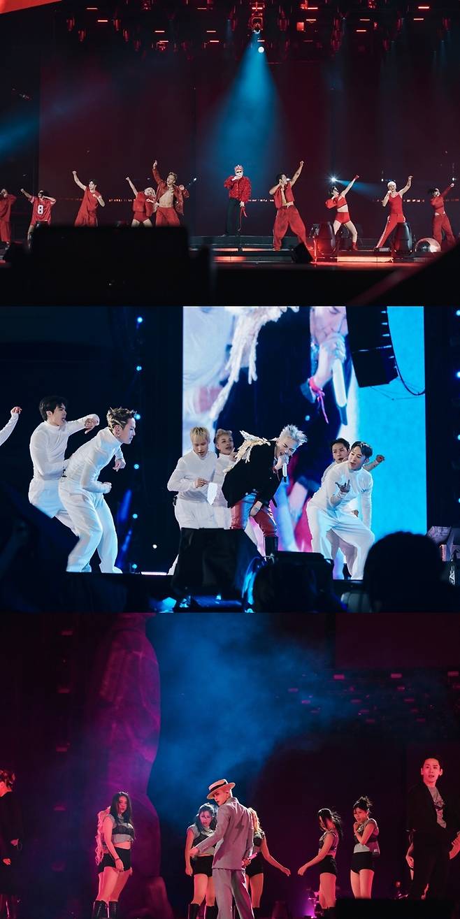 지드래곤이 선보인 다양한 의상. 갤럭시코퍼레이션 제공