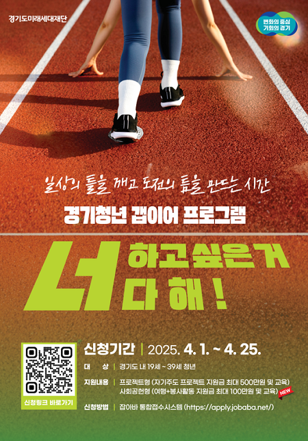 ▲'2025 경기청년 갭이어 프로그램' 모집 안내문 ⓒ경기도