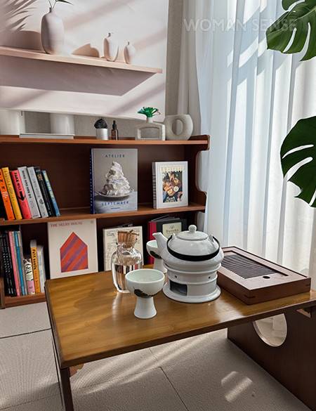 다도를 즐길 수 있는 공간으로 탈바꿈한 베란다 공간.