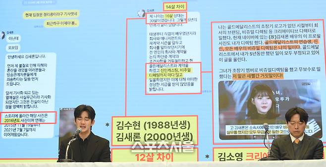 최근 불거진 사생활 논란에 대해 침묵을 지켜왔던 배우 김수현이 31일 서울 마포구 스탠포드 호텔에서 기자회견을 하고 있다. 최승섭기자 thunder@sportsseoul.com