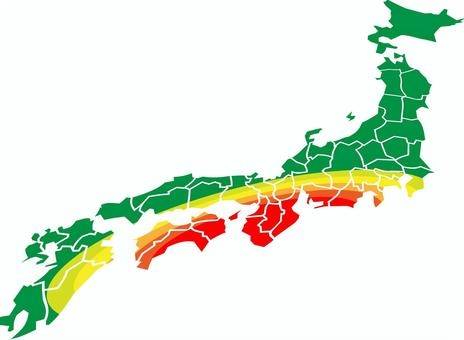 난카이 해곡 대지진 피해 예상 지역을 표시한 이미지. 사진=ac-illust