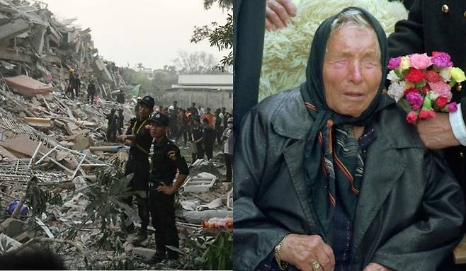 미얀마 지진 현장, 불가리아의 예언가 바바 반가 [로이터·위키피디아]