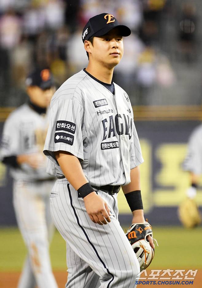 26일 잠실구장에서 열린 LG 트윈스와 한화 이글스의 경기. 한화 노시환이 숨을 고르고 있다. 잠실=박재만 기자 pjm@sportschosun.com/2025.03.26/