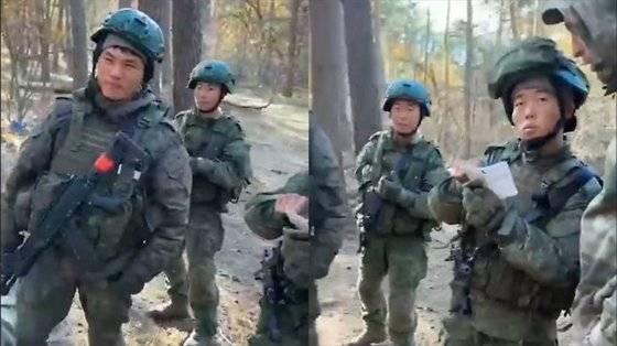 우크라이나 전쟁에 투입을 앞두고 지난해 11월 현지 적응 훈련을 하고 있는 북한군. [사진 우크라이나 언론인 텔레그램]
