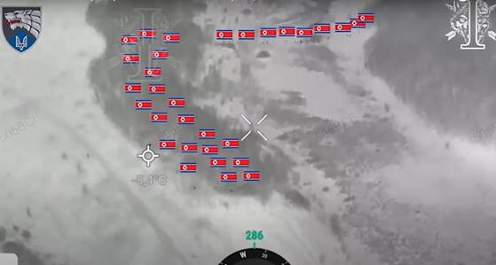 지난 1월 우크라이나 특수작전군(SSO)이 공개한 북한군의 전장 투입 상황. [사진 우크라이나 SSO 유튜브 캡처]