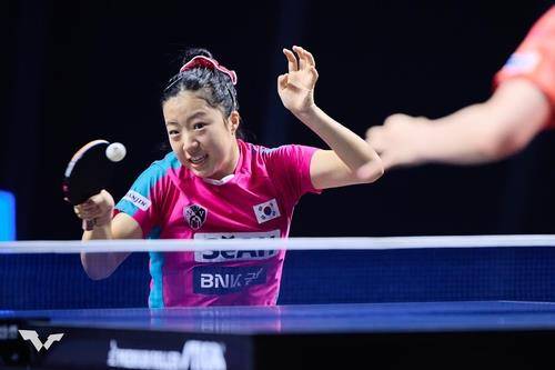 WTT 챔피언스 인천 경기에 나선 신유빈 [WTT 인스타그램 캡처. 재판매 및 DB 금지]