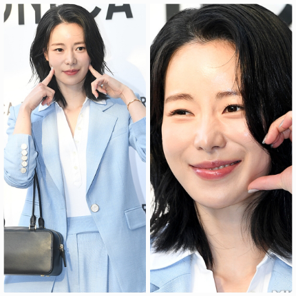 임지연이 하늘빛 수트와 보조개 미소로 봄을 입었다. 그녀의 미소엔 이도현을 향한 그리움과 따뜻함이 함께 피어났다.사진=천정환 기자