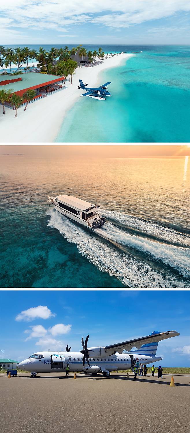 수상비행기, 스피드보트, 국내선으로 나뉘는 몰디브 리조트 이동수단. 사진제공|팜투어