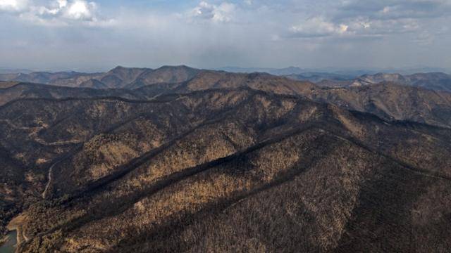 지난달 29일 경북 의성군 일대 산이 산불에 심하게 훼손되어있다. 의성=뉴시스
