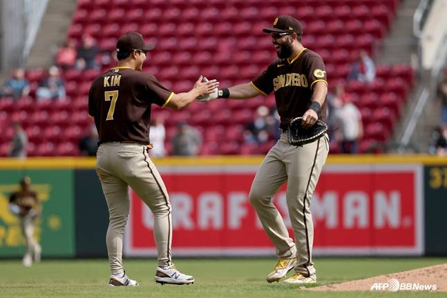 샌디에이고 시절 김하성(왼쪽)과 호스머./AFPBBNews=뉴스1