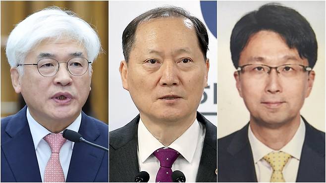 마은혁 헌법재판관 후보자, 이완규 법제처장, 함상훈 서울고법 부장판사(왼쪽부터)