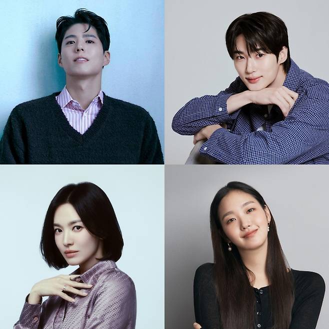 Clockwise from top left: Park Bo-gum (Netflix), Byun Woo-seok (Varo Entertainment), Kim Go-eun (BH Entertainment), Song Hye-kyo (UAA)