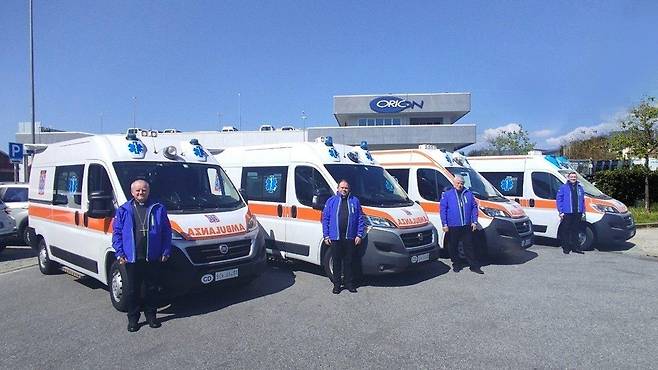 교황이 우크라이나에 기증한 구급차 4대 [바티칸 미디어 제공. 재판매 및 DB 금지]