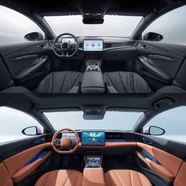 씰 구형 모델 내부(위), 씰 부분변경 모델 내부. BYD 제공