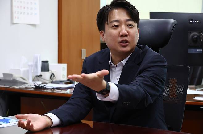 개혁신당 대선 후보 이준석 의원이 2024년 9월 세계일보와 인터뷰를 하고 있다. 세계일보 자료사진