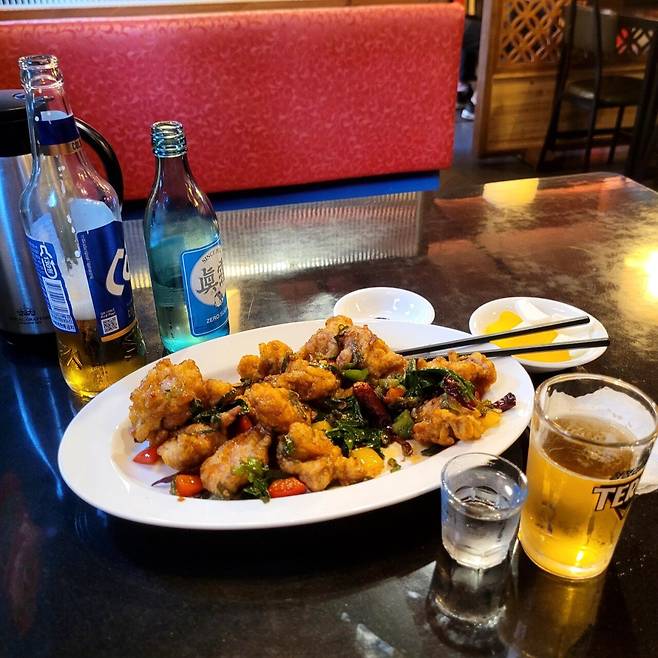 실시간 노총각 깐풍기 반주