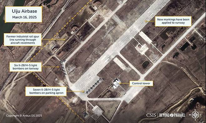 [서울=뉴시스]완전히 복원된 북한 의주 비행장의 지난달 모습. (출처=비욘드 패럴렐) 2025.4.10. *재판매 및 DB 금지