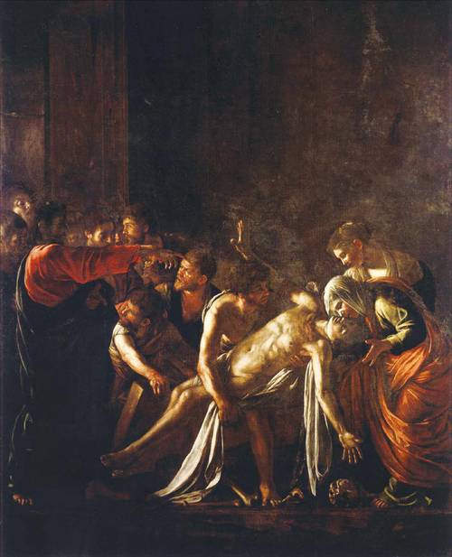 라사로의 부활, 유화, 1609년, 380×275㎝, 시칠리아 동북부 메시나 지역박물관(Museo Regionale, Messina).