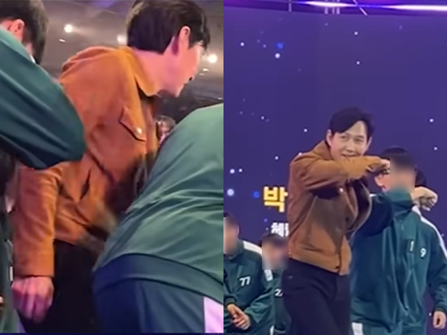 '오징어게임' 장면을 재연중인 이정재./헤럴드경제 공식 유튜브