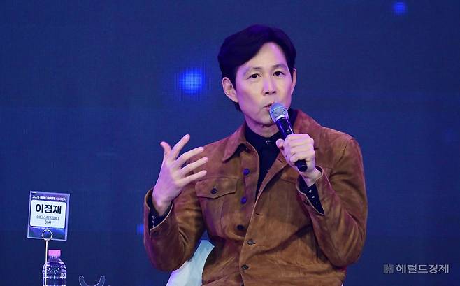 9일 대전 카이스트(KAIST) 류근철 스포츠컴플렉스에서 헤럴드미디어그룹 주최로 열린 ‘이노베이트 코리아 2025’에서 이정재 아티스트컴퍼니 이사가 발언을 하고 있다. 대전=이상섭 기자