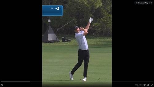 저스틴 로즈가 지난 4일 PGA투어 발레로 텍사스 오픈 1라운드에서 섕크를 내며 클럽을 놓치고 있다. SNS 캡처