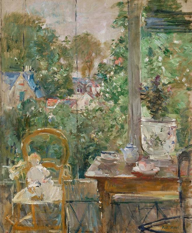 베르트 모리조, 베란다에 있는 인형, 1884, 캔버스에 유채, 58.4x48cm, 개인소장