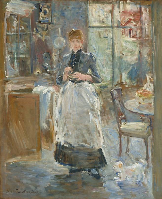 베르트 모리조, 부엌이 있는 식당에서, 1886년경, 캔버스에 유채, 61.3x50cm, 내셔널 갤러리 오브 아트