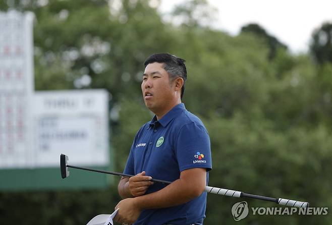 2라운드 18번 홀 그린에서 안병훈의 모습 [로이터=연합뉴스]