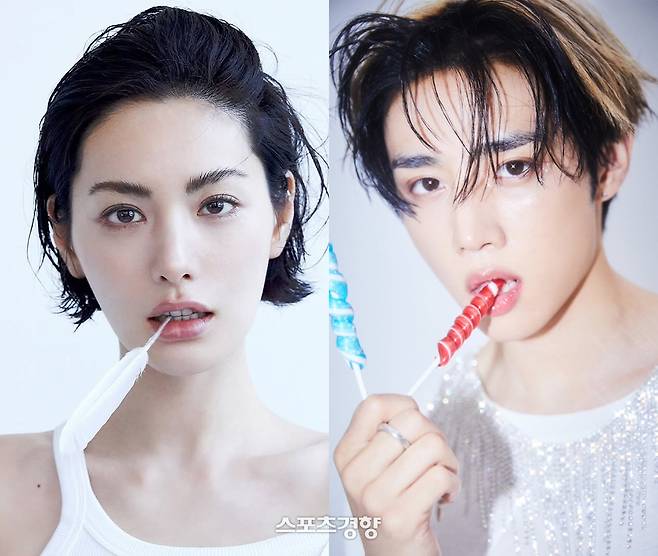 애프터스쿨 출신 나나(왼쪽)와 더보이즈 멤버 선우. 인스타그램 캡처