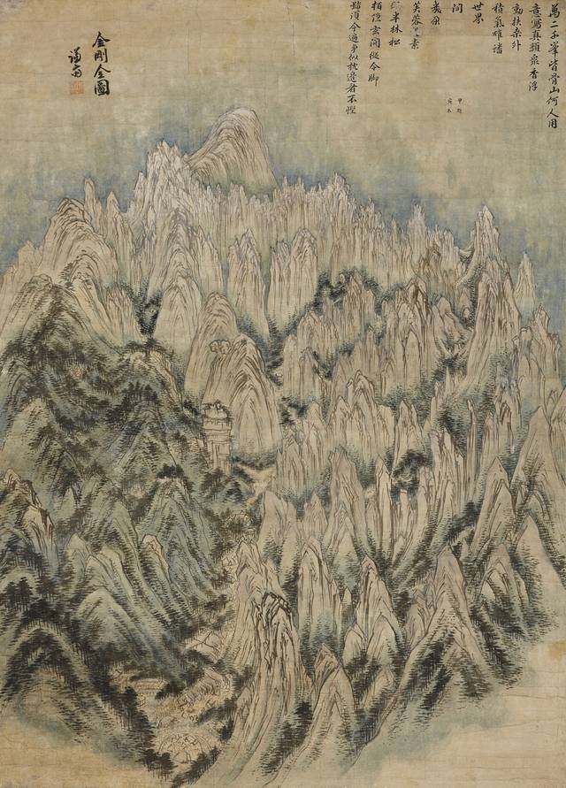 국보로 지정돼 있는 ‘금강전도’. 정선이 70대 중반에 이르러서 완성한 걸작이다. 130.8×94.5㎝. 호암미술관 제공