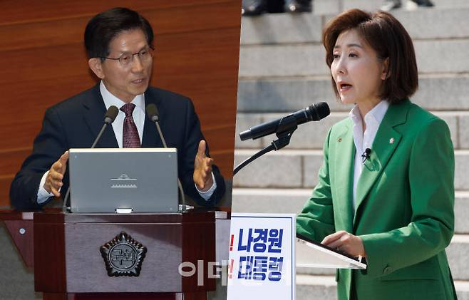 왼쪽부터 김문수 전 고용노동부 장관, 나경원 국민의힘 의원(사진 = 이데일리)